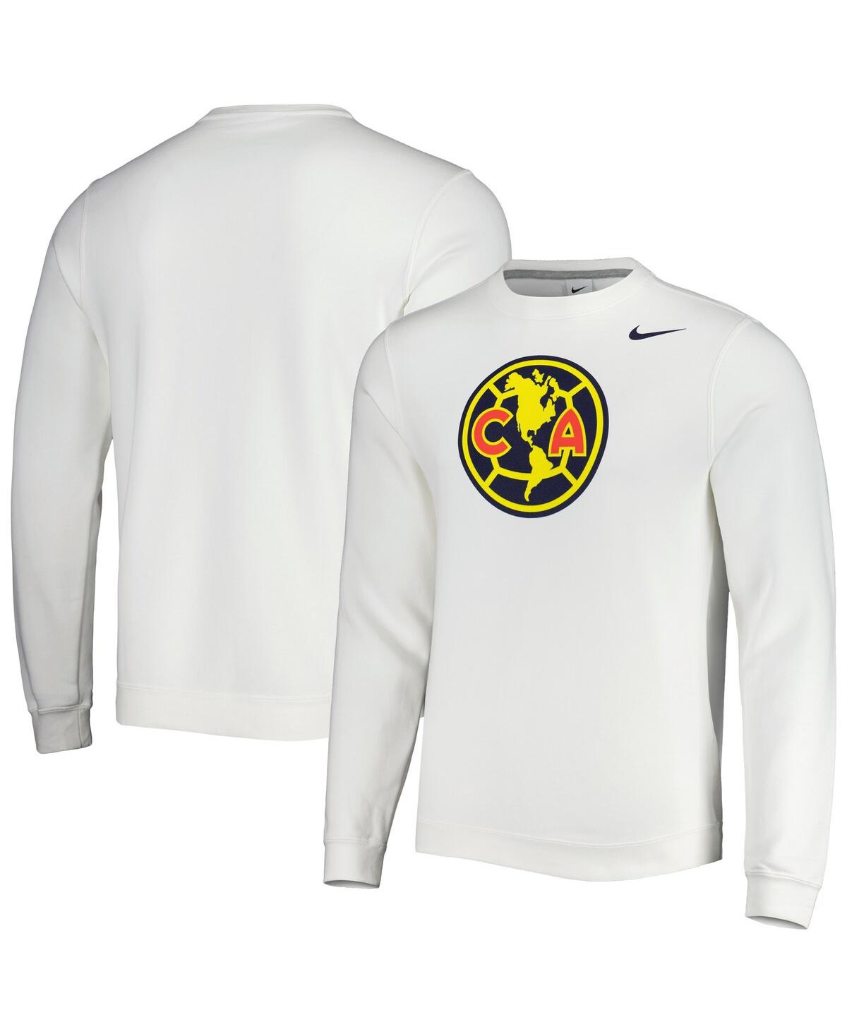 Shop Nike Men's  White Club America Fleece Pullover Sweatshirt