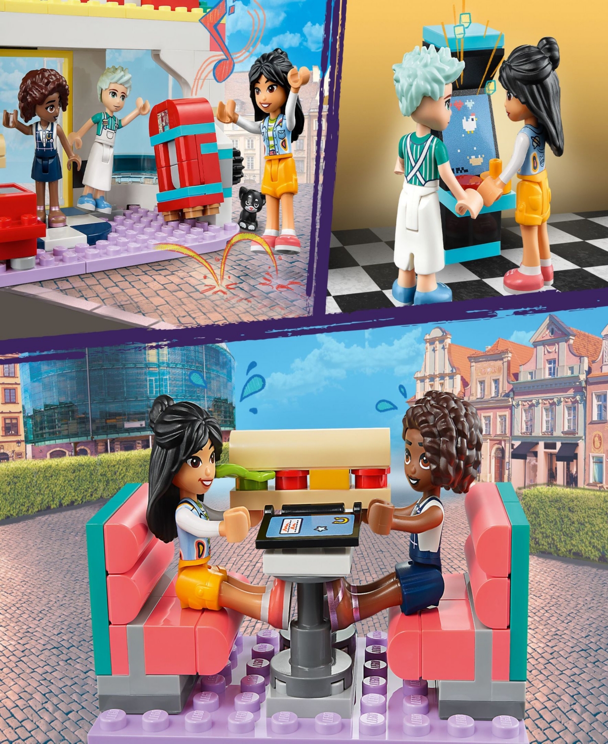 Lego Friends Heartlake Downtown Diner 41728 Toy Building Set With Liann, Aliya And Charli Figures In Multicolor