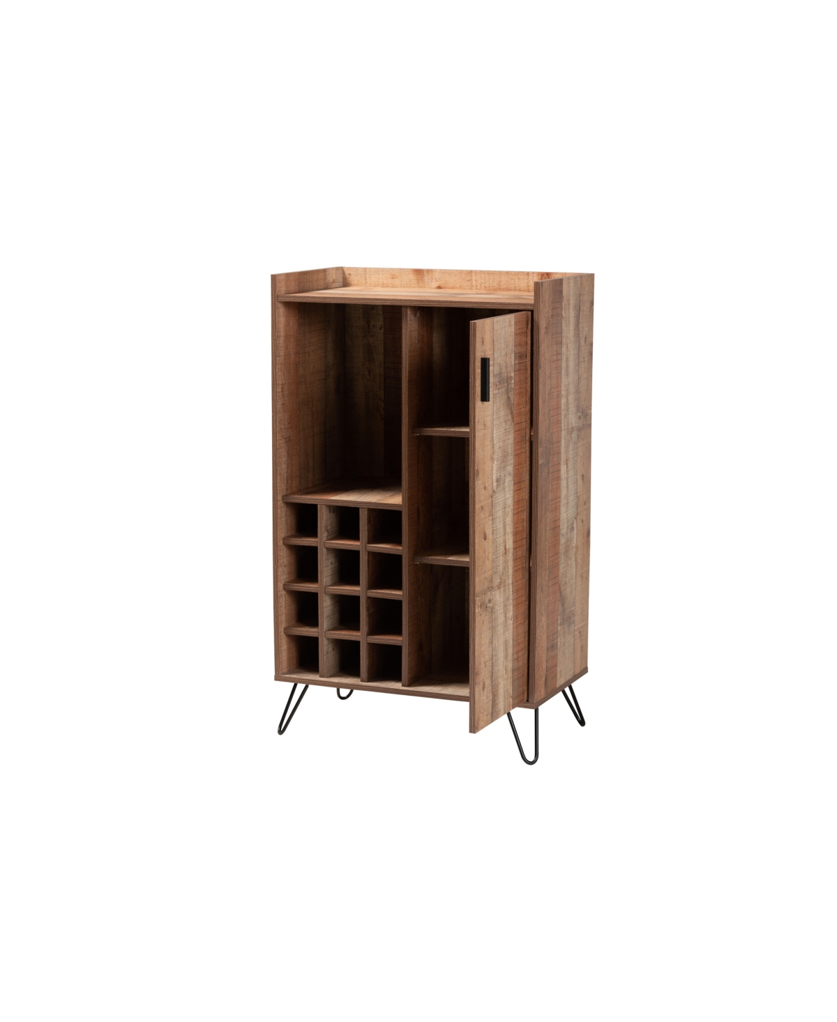 Shop Baxton Studio Mathis Modern And Contemporary 46.25" Finished Wood And Finished Metal Wine Storage Cabinet In Brown,black