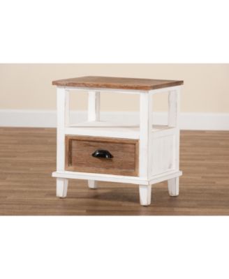 Glynn Rustic Farmhouse Weathered 20.3" Two-Tone and Finished Wood 1-Drawer Nightstand