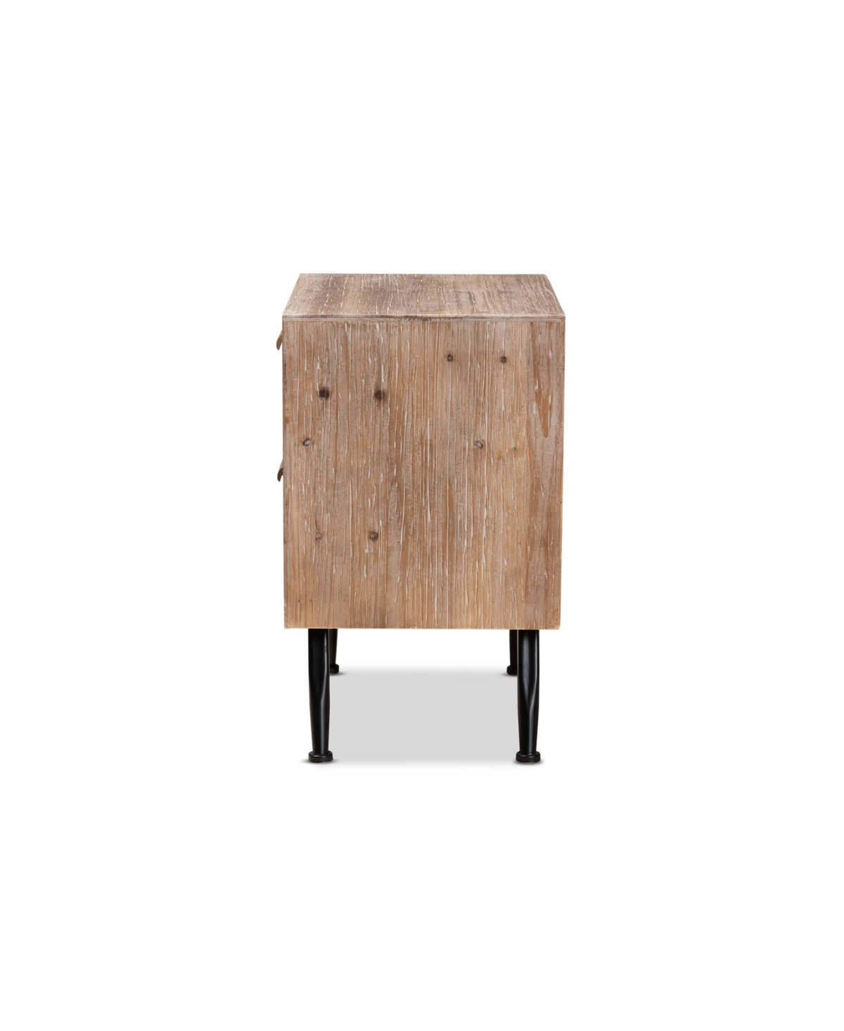 Baxton Studio Calida Mid-century Modern 22.8" Whitewashed Finished Wood And Rattan 2-drawer Nightstand In Natural Brown,black