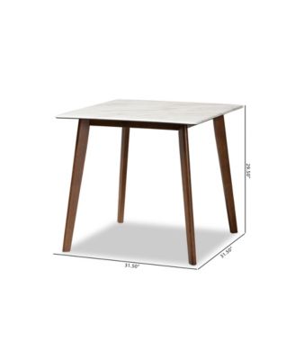 Kaylee Mid-Century Modern Transitional 31.5" Finished Wood Dining Table with Faux Marble Tabletop