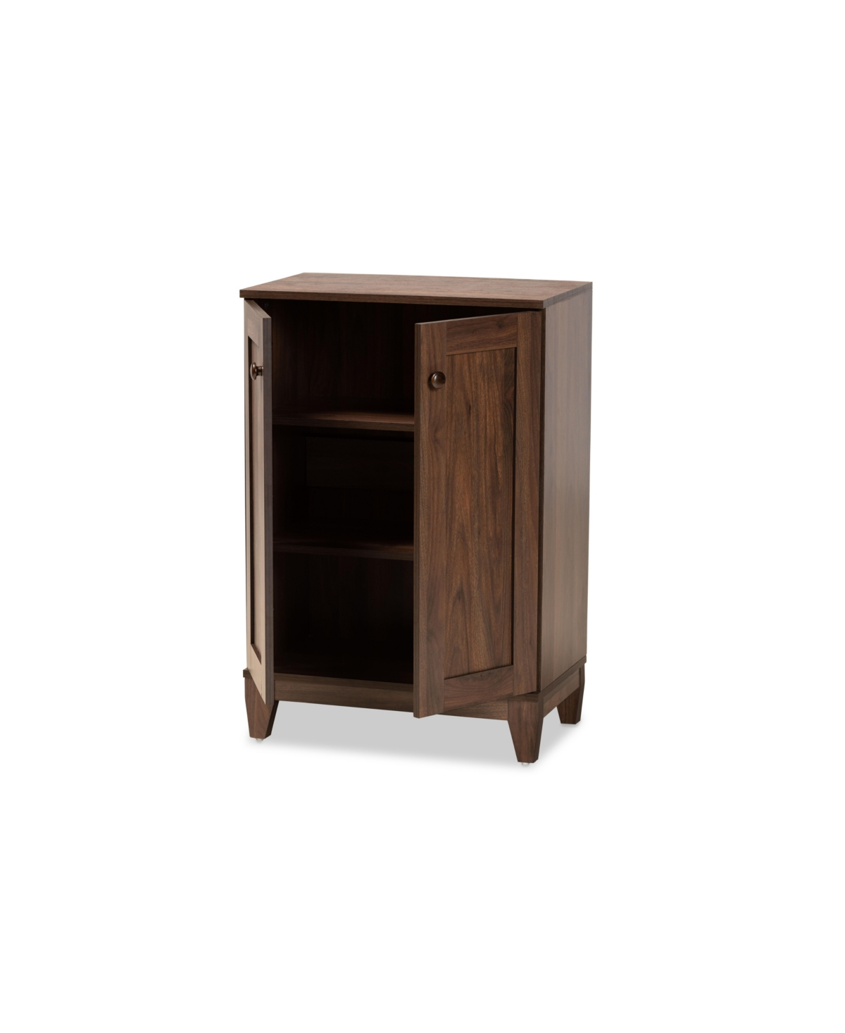 Baxton Studio Nissa Modern And Contemporary 34.6" Finished Wood 2-door Shoe Storage Cabinet In Walnut Brown