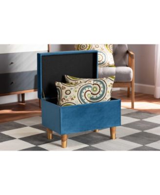 Elias Modern and Contemporary Velvet Fabric Upholstered and Finished Wood Storage Ottoman
