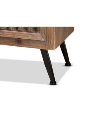 Calida Mid-Century Modern 30.7" Whitewashed Finished Wood and Rattan 3-Drawer Storage Cabinet