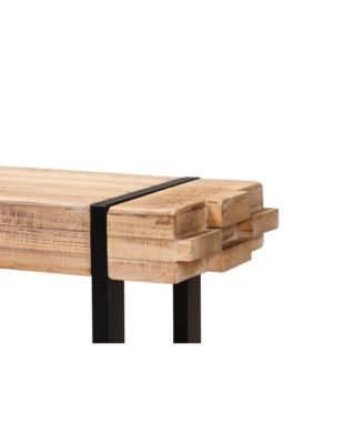 Henson Rustic and Industrial 47.2" Natural Finished Wood and Finished Metal Bench