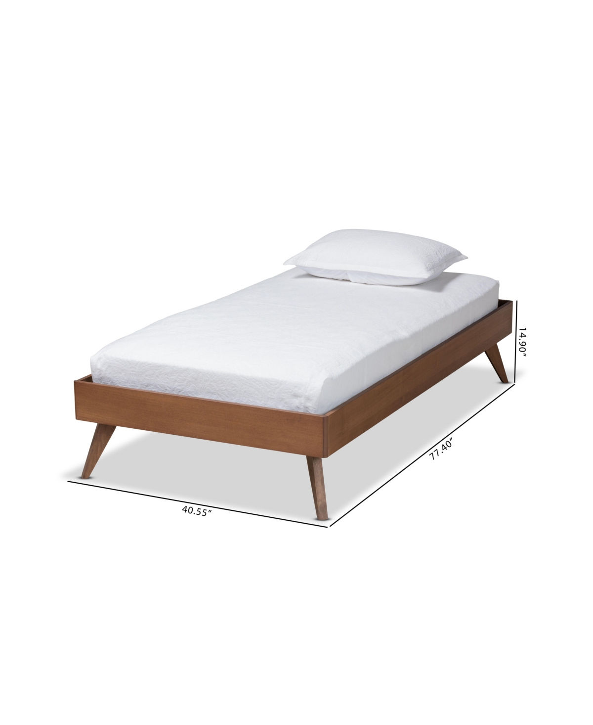 Baxton Studio Lissette Mid-century Modern Twin Size Finished Wood Platform Bed Frame In Ash Walnut