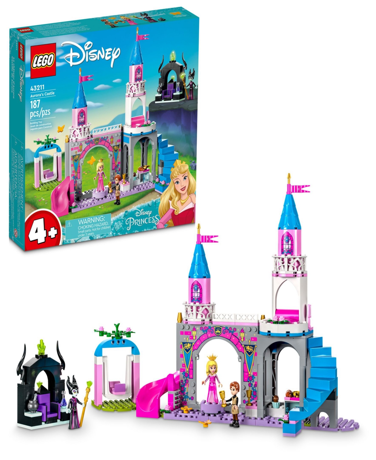 Lego Disney Princess Aurora's Castle 43211 Toy Building Set With Aurora, Prince Philip And Maleficent Min In Multicolor