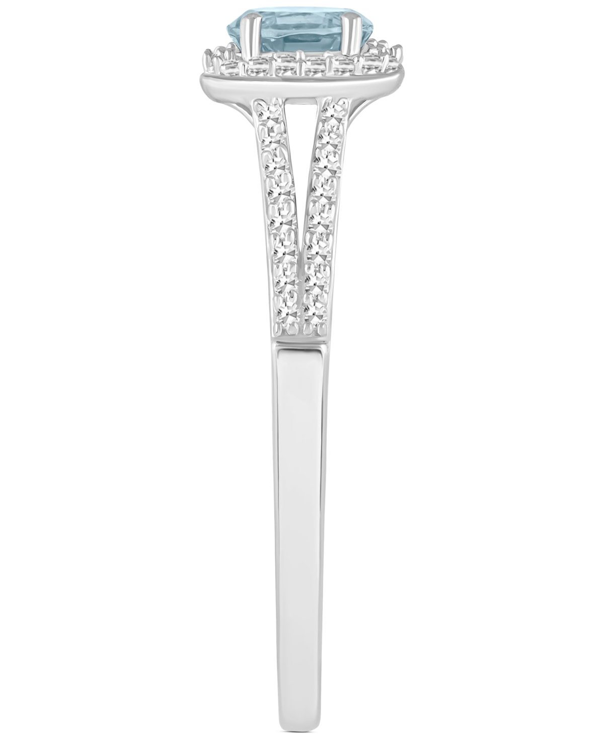 (2/5 ct. t.w.) & Diamond (1/4 ct. t.w.) Oval Halo Ring in Sterling Silver (Also in Opal) - Aquamarine