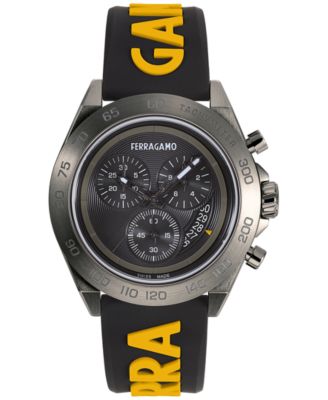 Ferragamo - Men's Swiss Chronograph Urban Yellow & Black Silicone Strap Watch 43mm