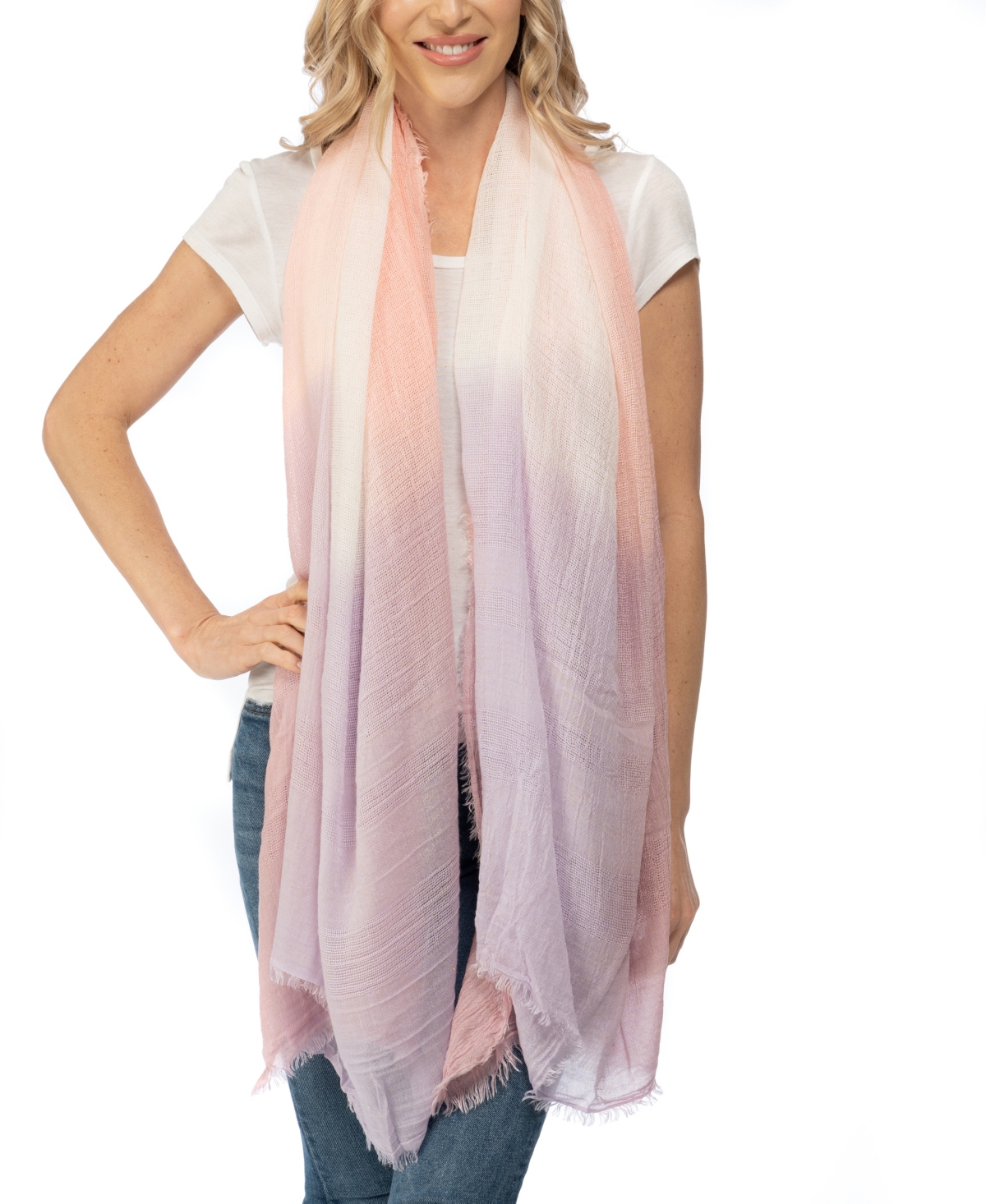 Vince Camuto Dip Dye Border Wrap Scarf In Lilac