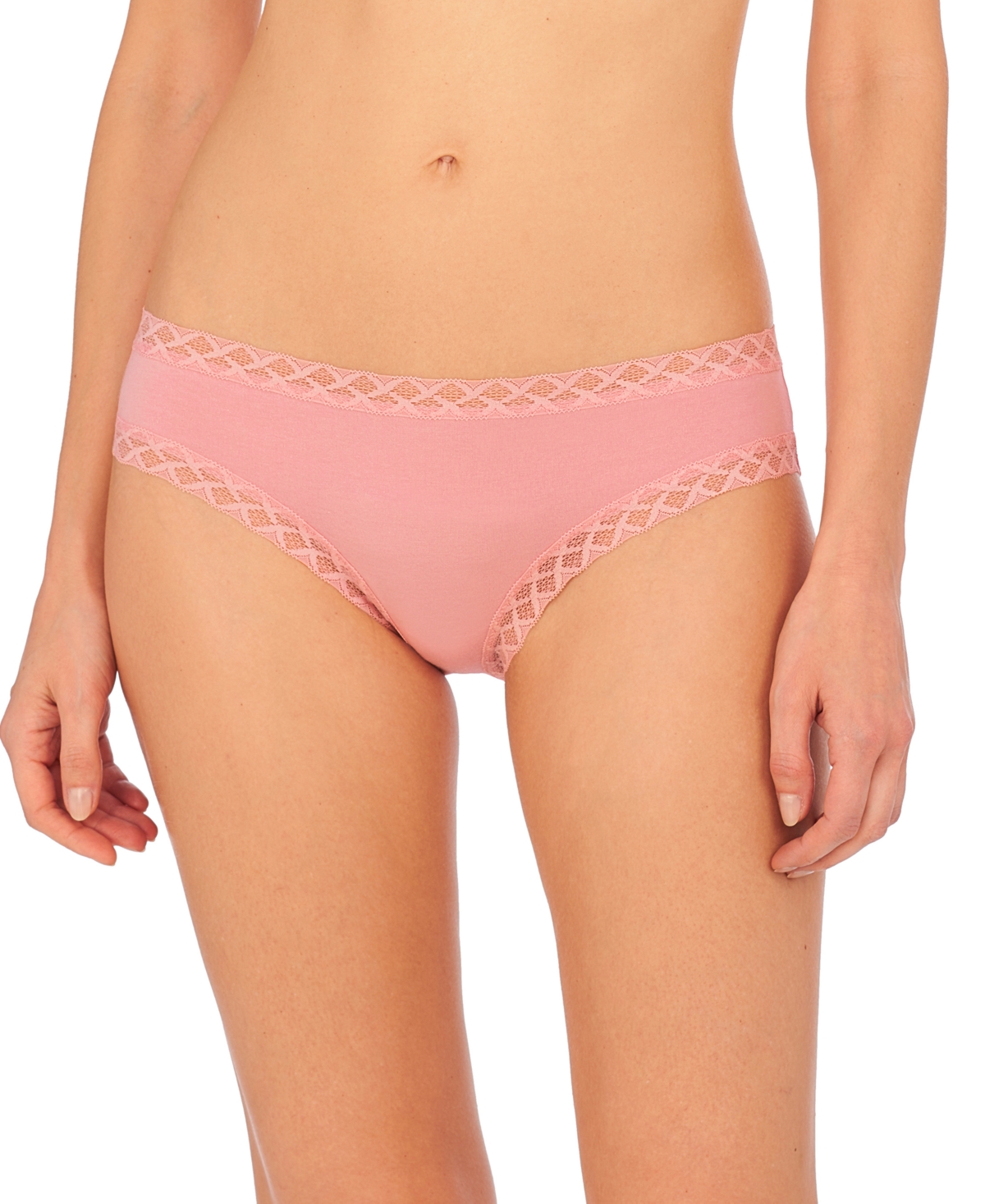 Natori Bliss Girl Comfortable Brief Panty Underwear With Lace Trim In Conch Shell