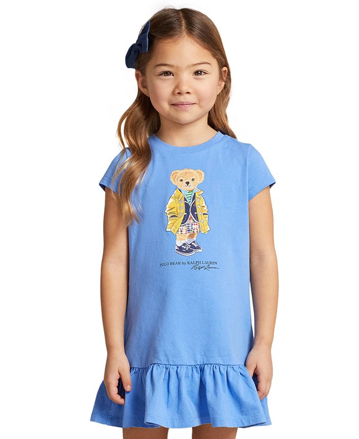 Toddler and Little Girls Short Sleeves Polo Bear Cotton Jersey Dress - Macy's