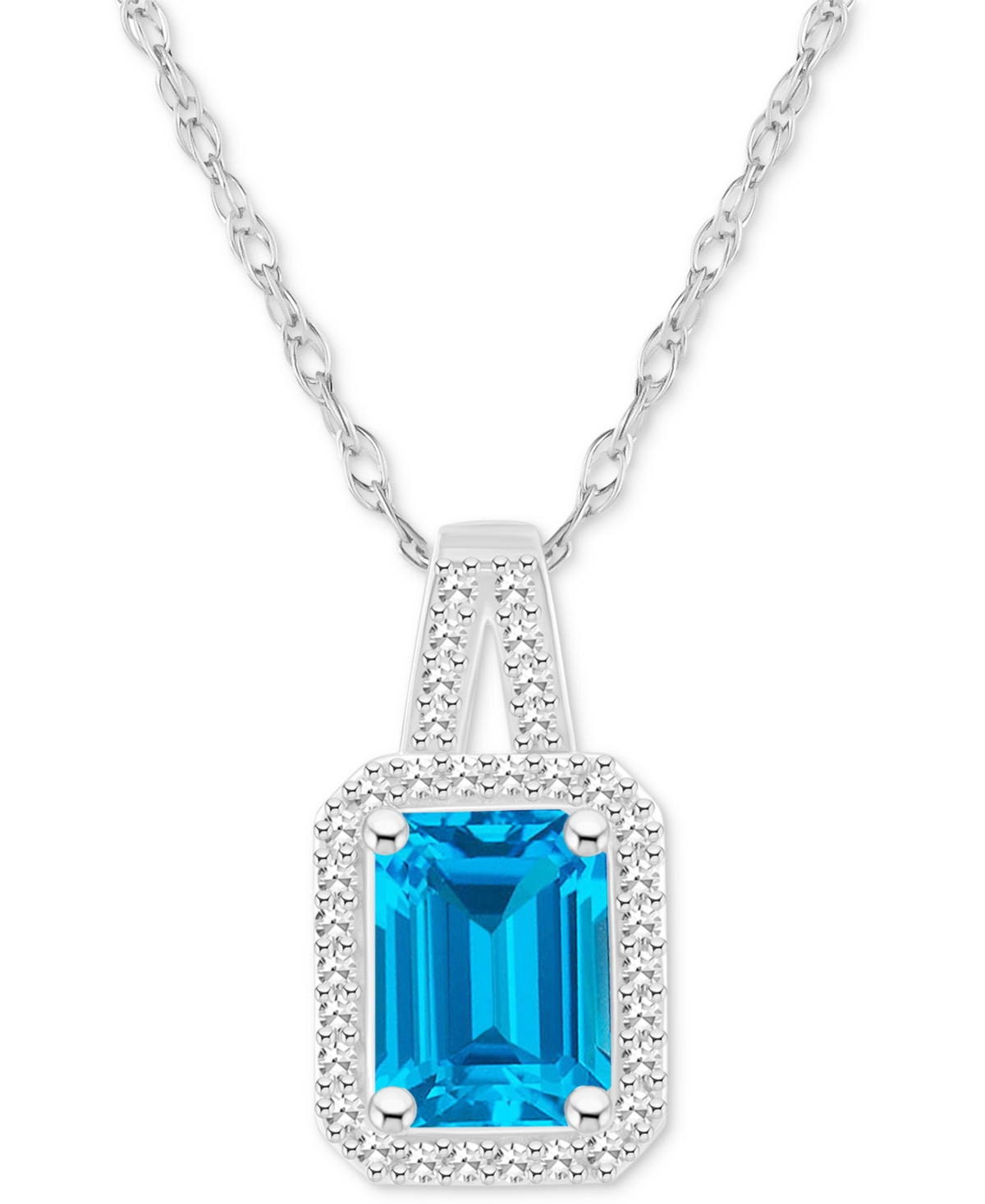 Macy's Amethyst (1-5/8 Ct. T.w.) & Diamond (1/6 Ct. T.w.) Halo 18" Pendant Necklace In Sterling Silver (als In Blue Topaz
