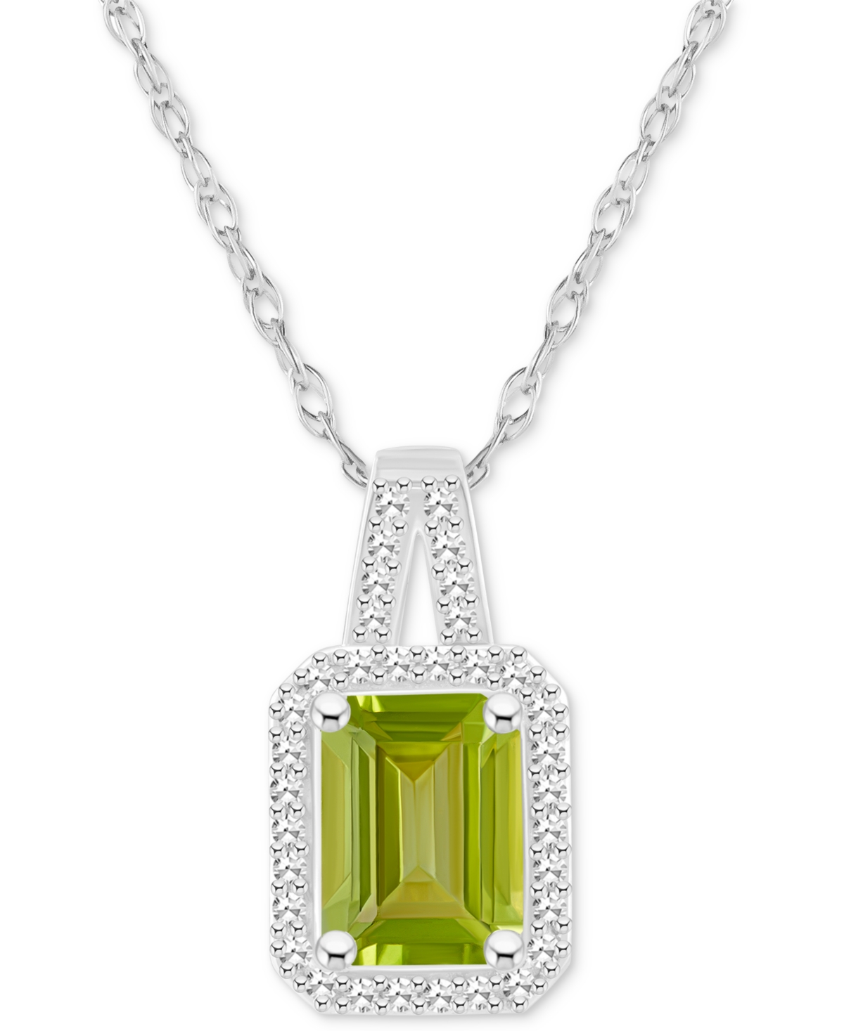 Macy's Amethyst (1-5/8 Ct. T.w.) & Diamond (1/6 Ct. T.w.) Halo 18" Pendant Necklace In Sterling Silver (als In Peridot