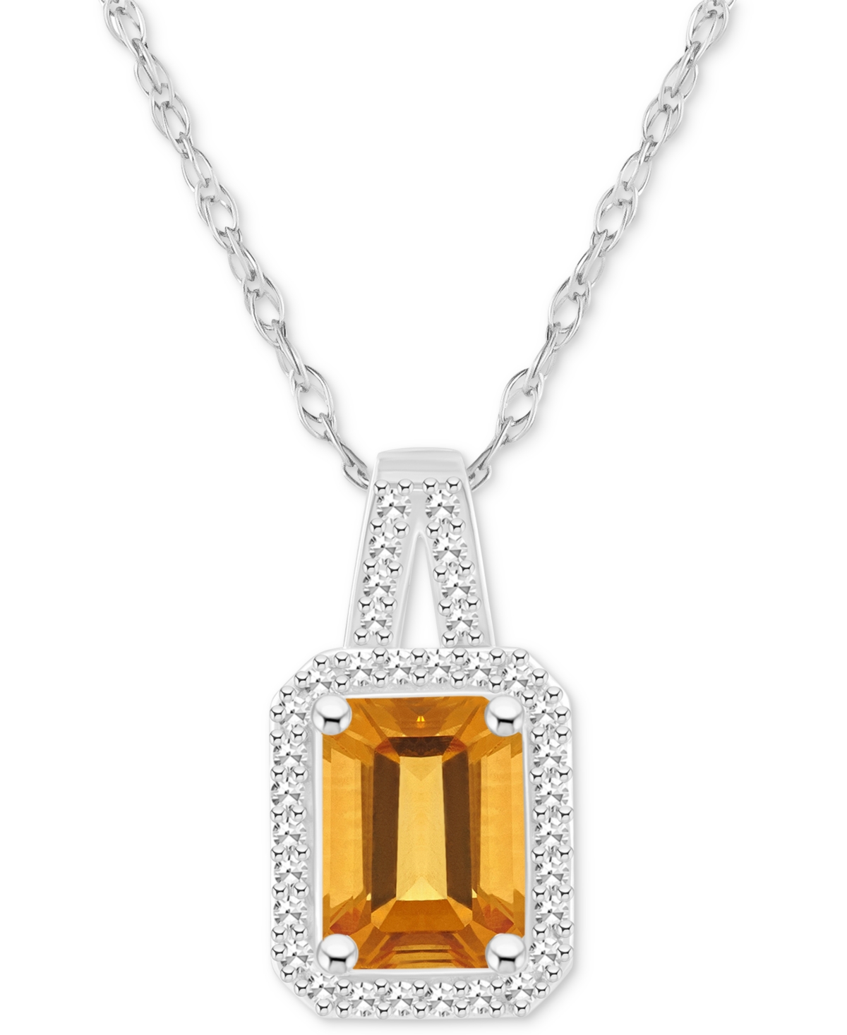 Macy's Amethyst (1-5/8 Ct. T.w.) & Diamond (1/6 Ct. T.w.) Halo 18" Pendant Necklace In Sterling Silver (als In Citrine