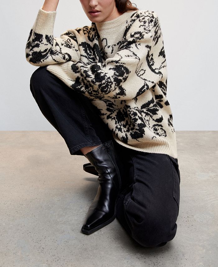 MANGO Women's Flowers Knit Sweater Macy's