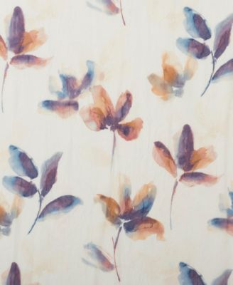 Ellie Floral Print Sheer Rod Pocket Curtain Panel