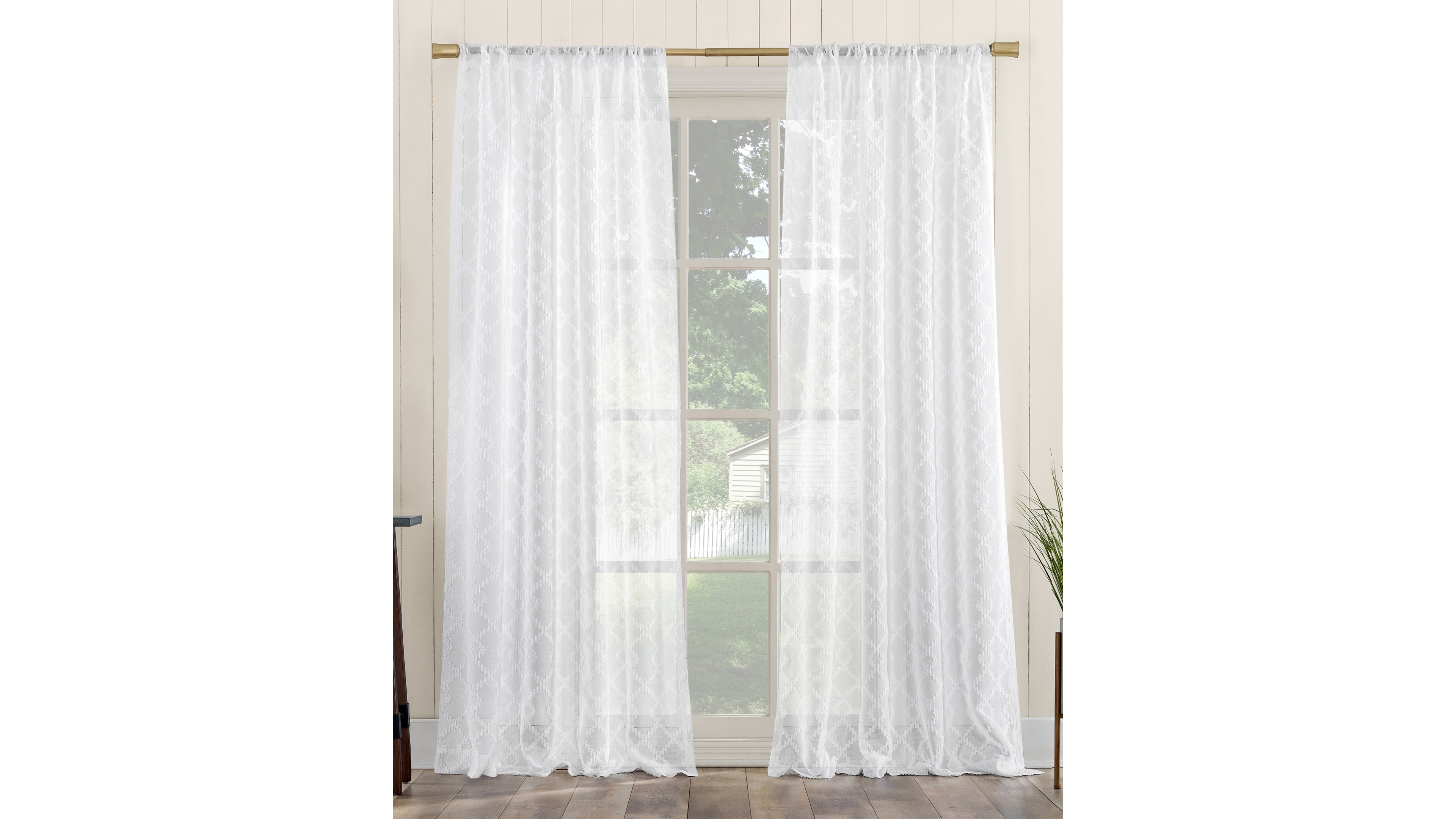 Tina Geometric Clipped Semi-Sheer Rod Pocket Curtain Panel