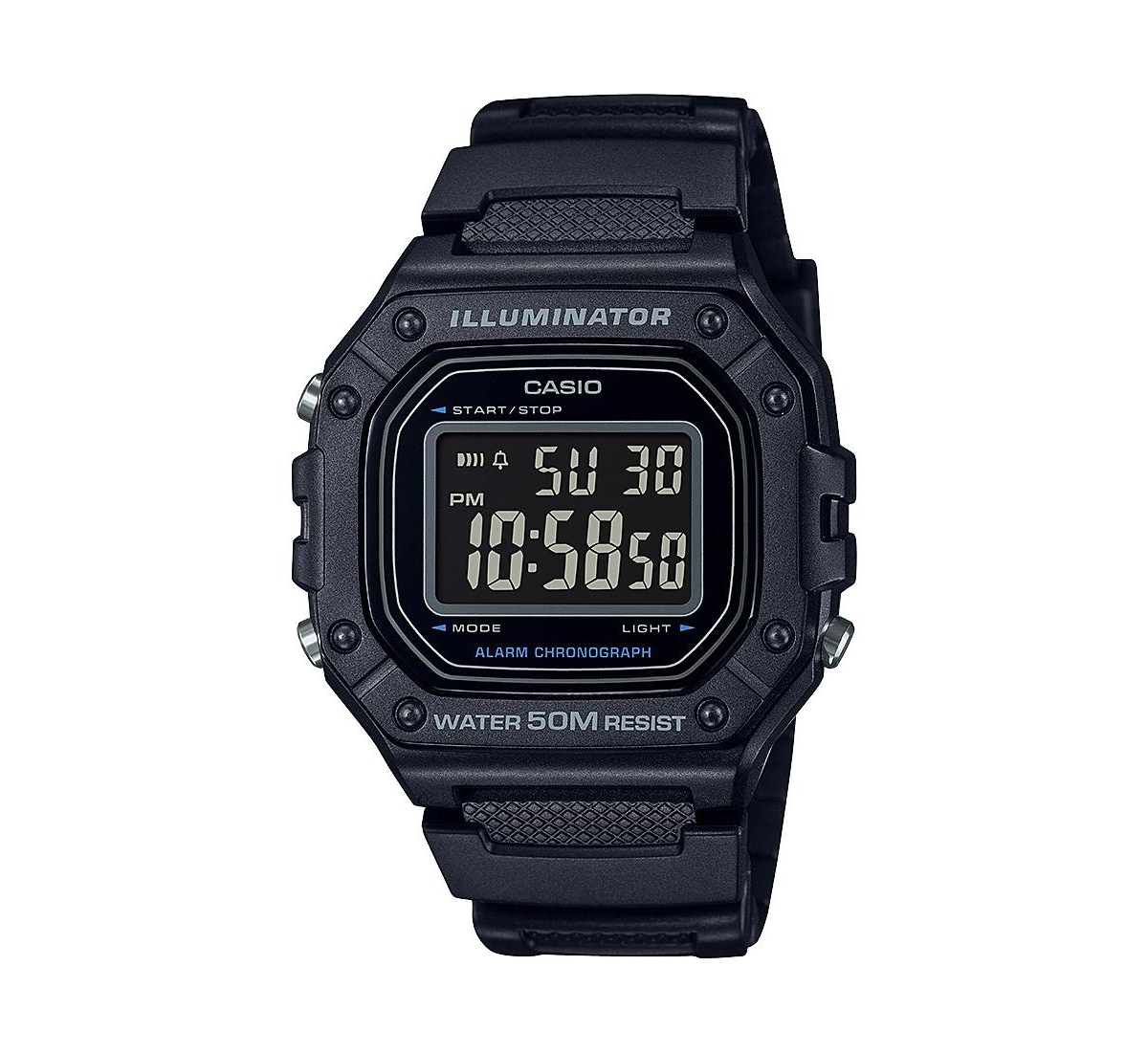 Casio Men's Digital Black Resin Watch 43.2mm, W218H-1BV