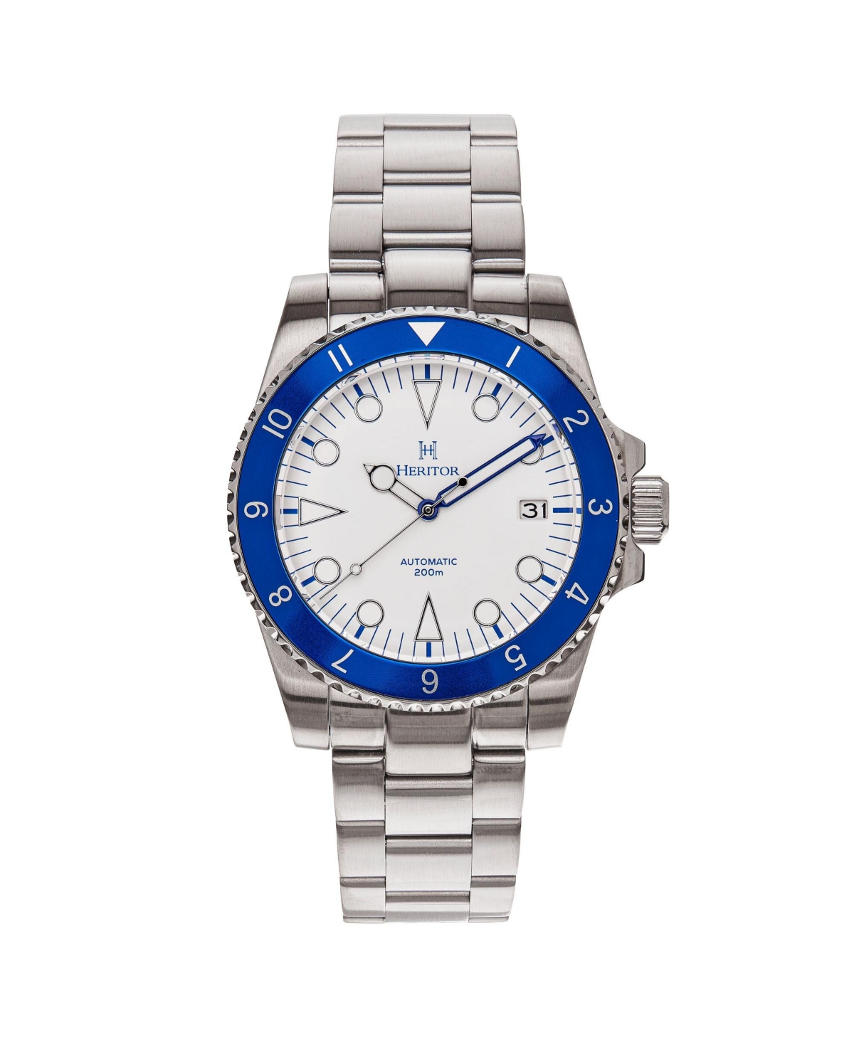 Men Luciano Stainless Steel Watch - Blue/White, 41mm - Blue/white
