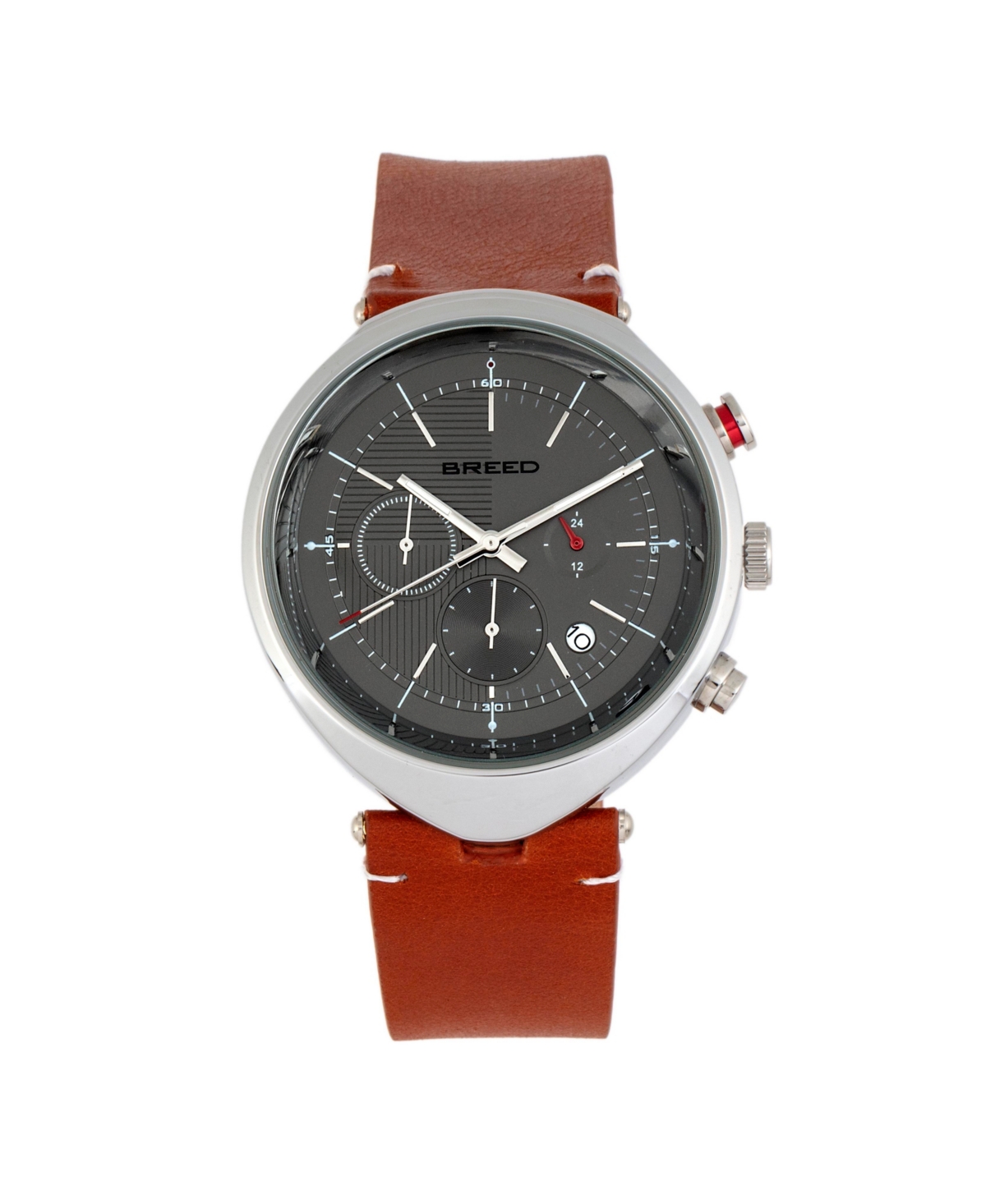 Men Tempest Leather Watch - Brown/Grey, 43mm - Brown/grey