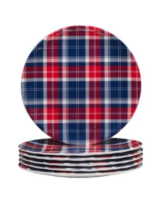 Certified International Patriotic Plaid Melamine Salad Plate, Set of 6 ...