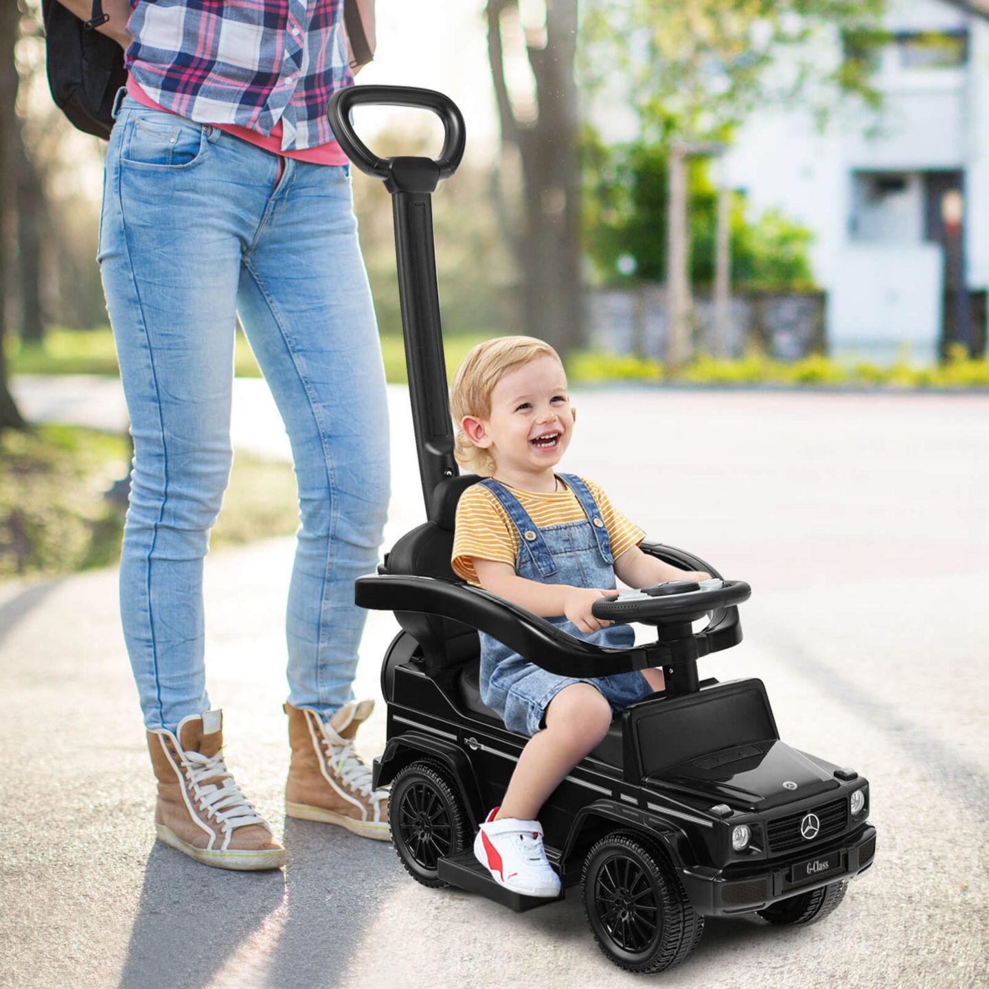 Детская игрушка Costway Mercedes Benz G350 3 in 1 Ride-On Push Car with Handle, Ages 18-36 Months, цвет: Чёрный — фото 2