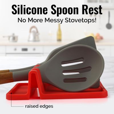 Silicone Utensil Rest with Drip Pad for Multiple Utensils