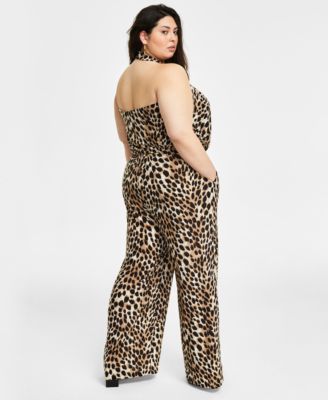 OYOANGLE Plus Size Cheetah Print Kimono - Open Front Cardigan With Asymmetrical Hem Beach Cover Up