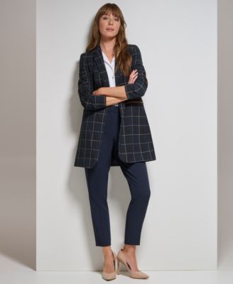Women's Windowpane One-Button Blazer