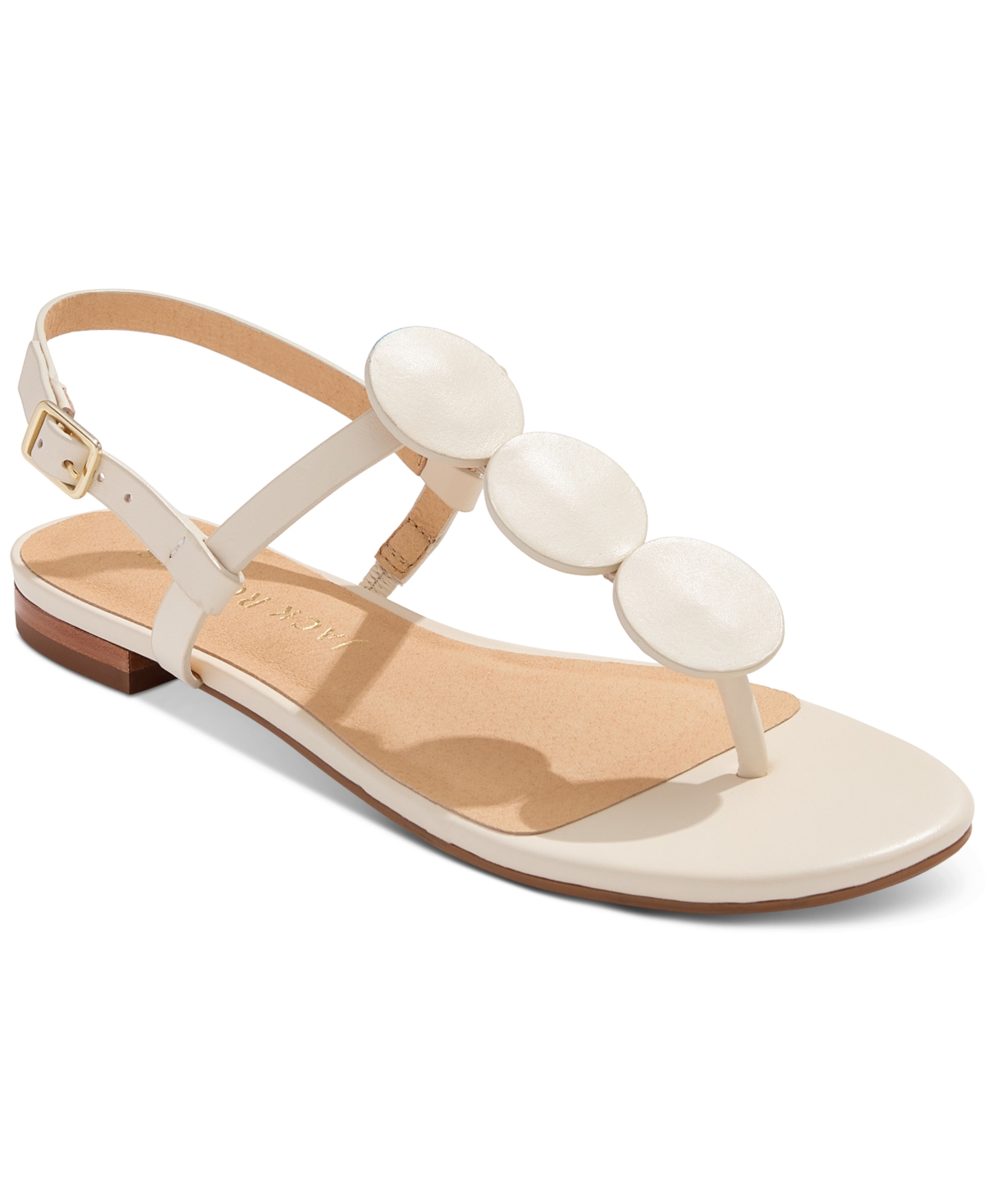 Shop Jack Rogers Women's Worth Slip-on T-strap Slingback Sandals In Ivory