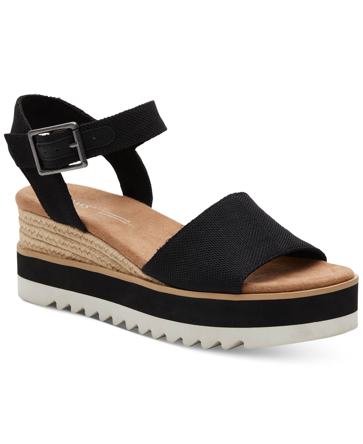 Женские сандалии TOMS Diana Platform Wedge, цвет: Чёрный холщовый — фото 1