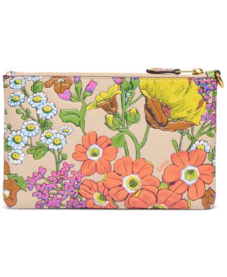 COACH Floral Printed Small Leather Zip-Top Wristlet Macy's