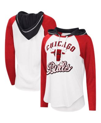 Women's White Chicago Bulls MVP Raglan Hoodie Long Sleeve T-shirt