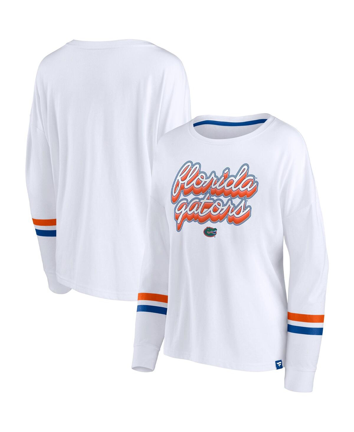 Fanatics Women's  White Florida Gators Retro Power Striped Long Sleeve T-shirt In White