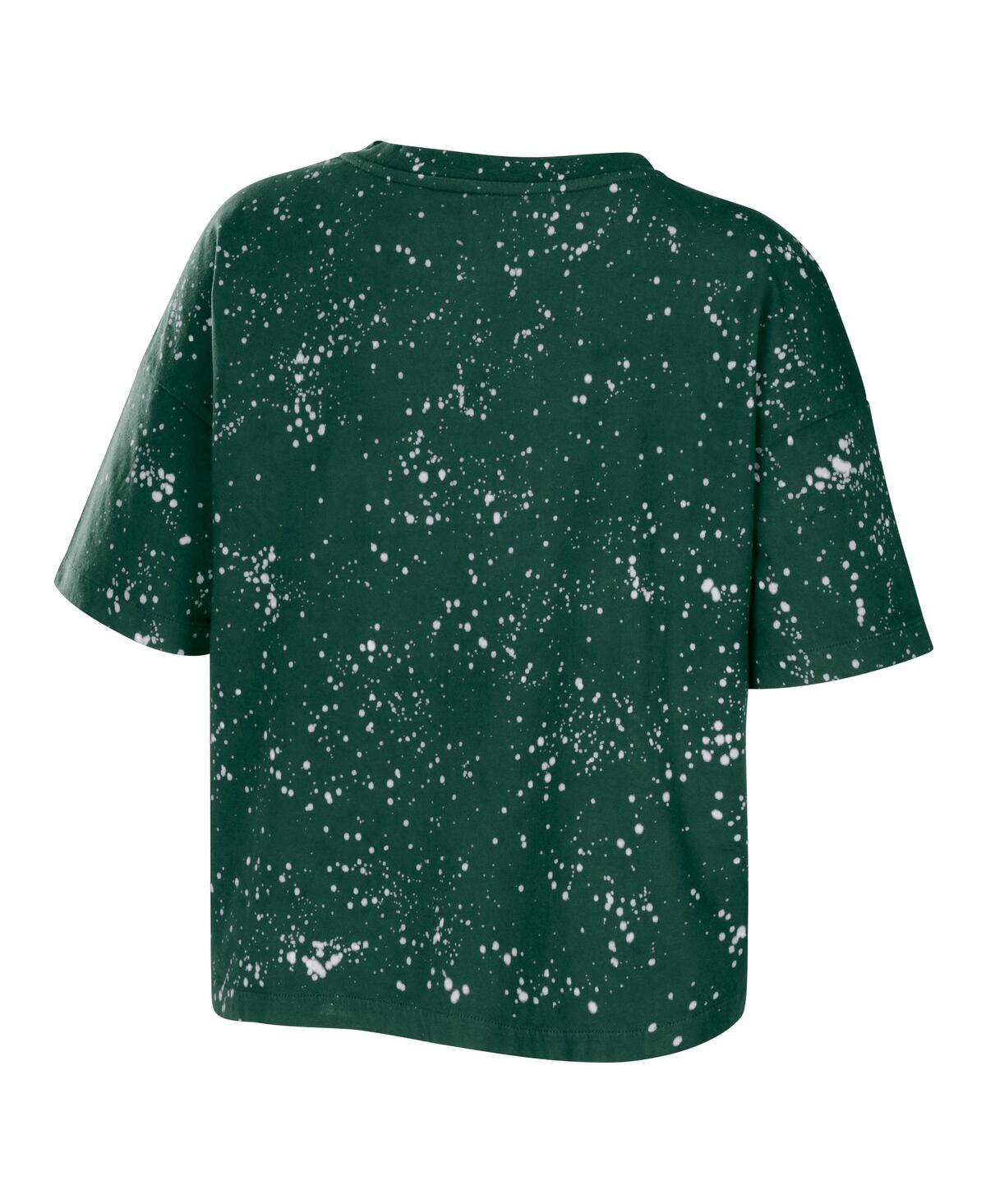 Shop Wear By Erin Andrews Women's  Green Oakland Athletics Notch Neck Tie-dye T-shirt
