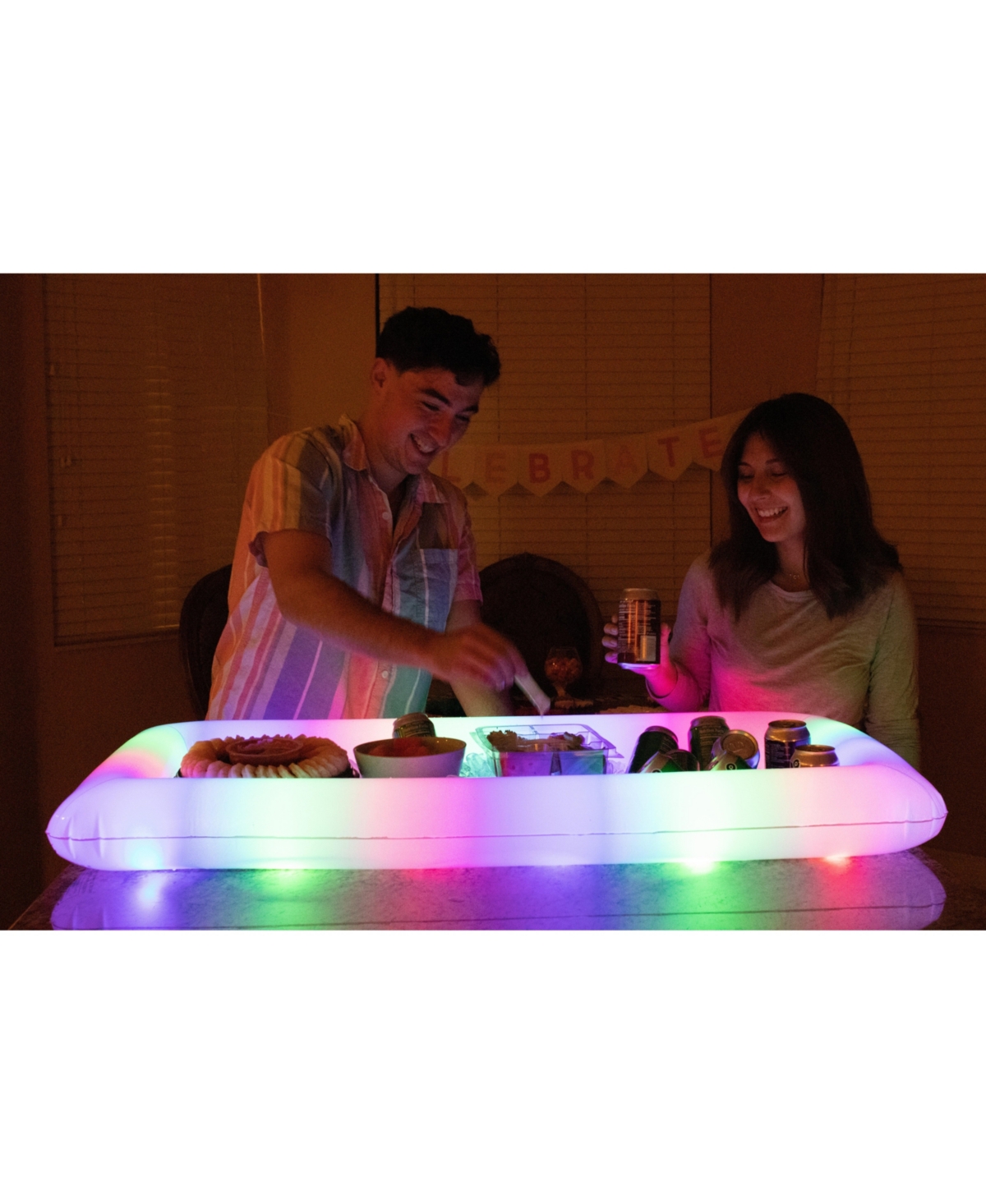 Poolcandy Illuminated Led Buffet Snack Cooler In White With Led Lights