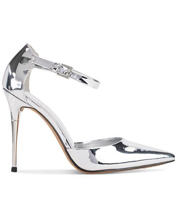 DKNY Women's Leather Open Toe Ankle Strap Classic Pumps White Size -9.5 main image 0