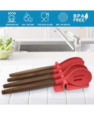 Silicone Utensil Rest with Drip Pad for Multiple Utensils