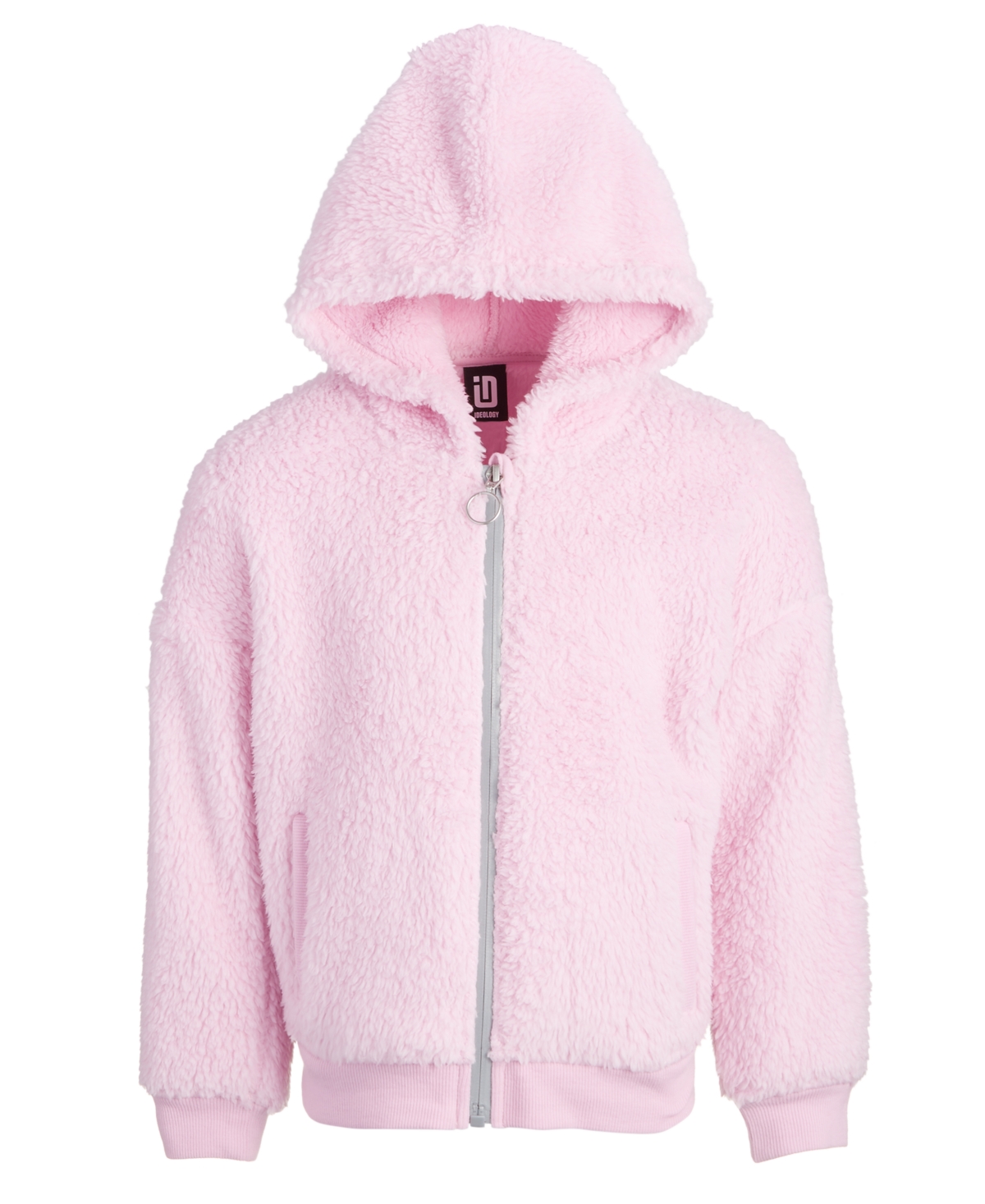 Id Ideology Kids' Big Girls Solid Faux-sherpa Hooded Jacket, Created For Macy's In Pink Lavender