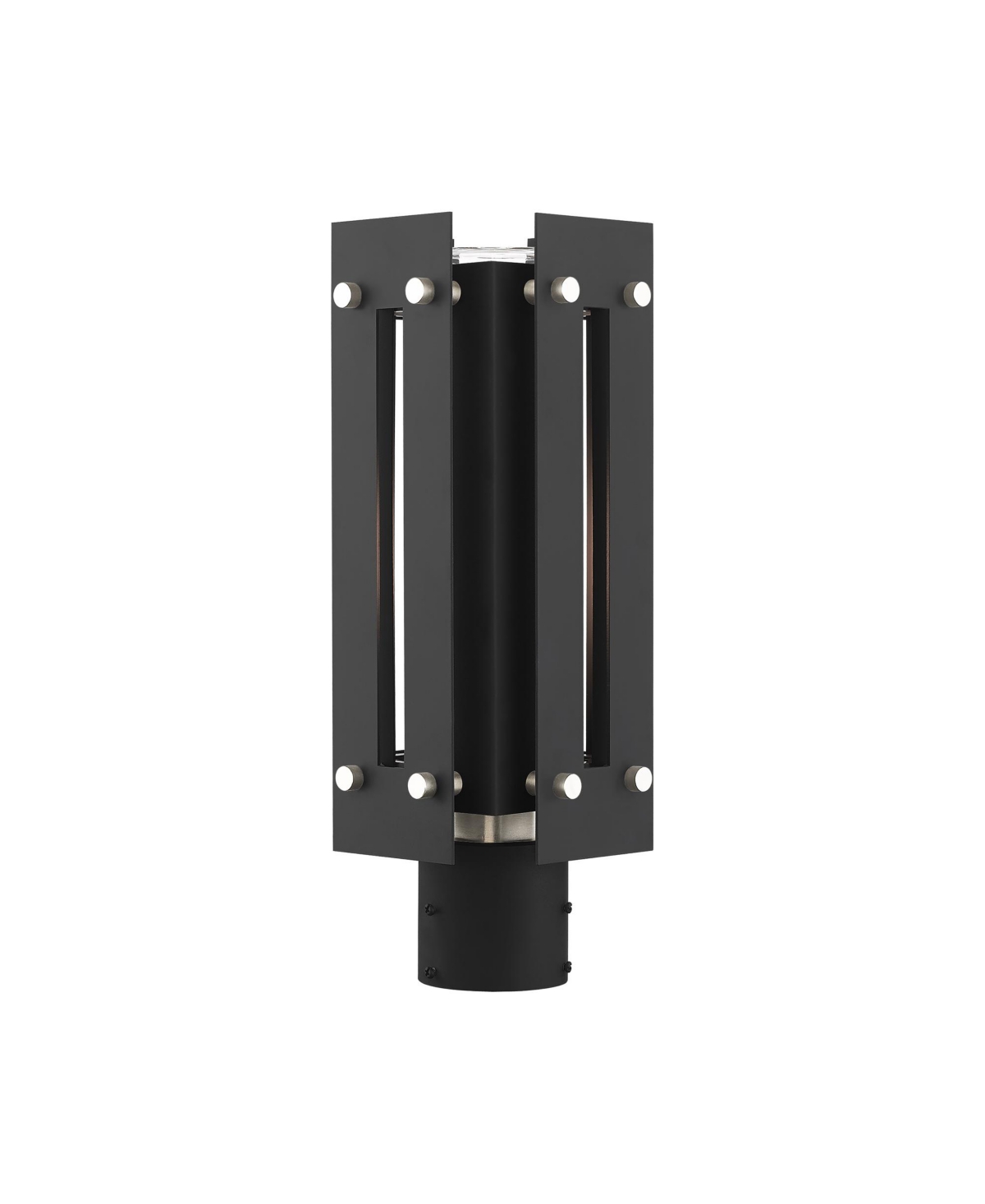 Livex Utrecht 1 Light Outdoor Post Top Lantern - Black with Brushed