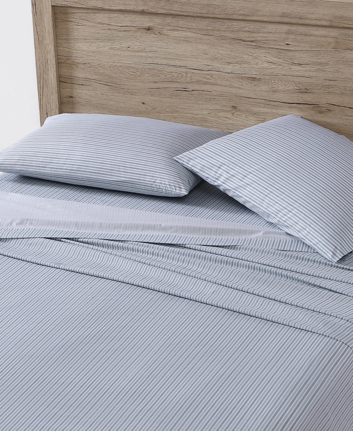 Eddie Bauer Printed 100% Cotton Percale 4-pc. Sheet Set, King In Ticking Stripe Navy