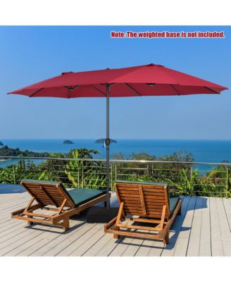 15FT Patio Double-Sided Umbrella Crank Outdoor Garden Market Sun Shade