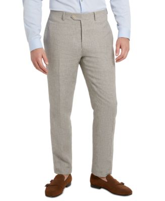 Tallia - Men's Slim-Fit Tan Houndstooth Suit Pants