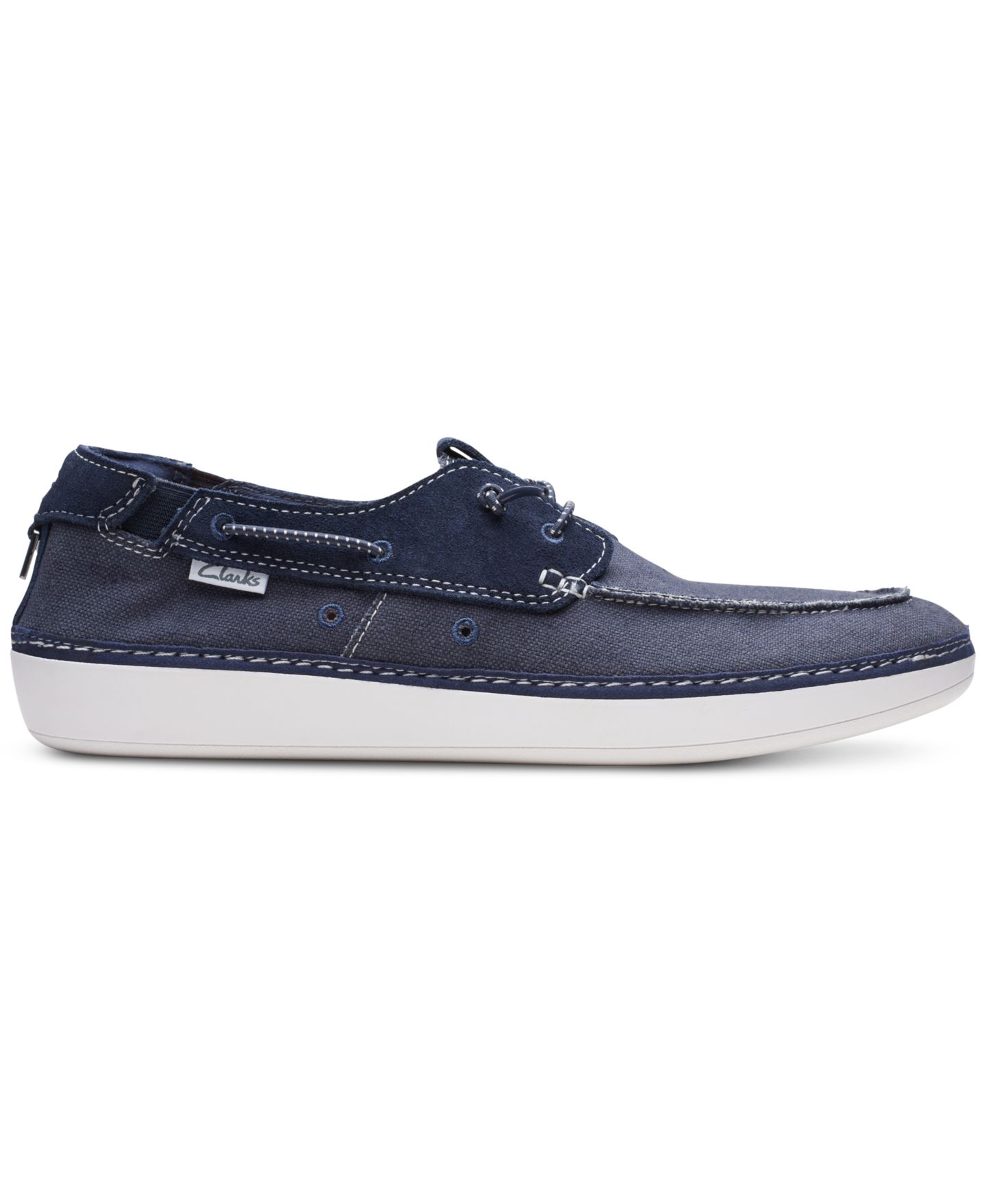 Мужские туфли Clarks Higley Tie Slip-On Canvas Boat, цвет: Тёмно-синий — фото 3