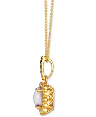 Neopolitan Opal (1-1/4 ct. t.w.) & Diamond (3/8 ct. t.w.) Halo Pendant Necklace in 14k Gold, 18" + 2" extender