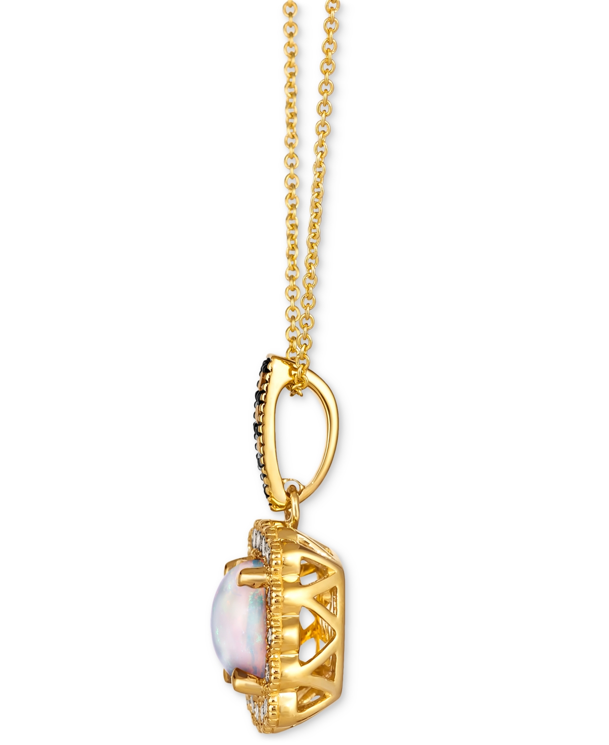 Le Vian Neopolitan Opal (1-1/4 ct. t.w.) & Diamond (3/8 ct. t.w.) Halo Pendant Necklace in 14k Gold, 18
