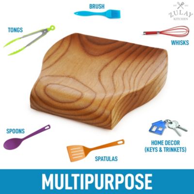 Wood Spoon Rest For Kitchen - Smooth Wooden Spoon Holder For Stovetop