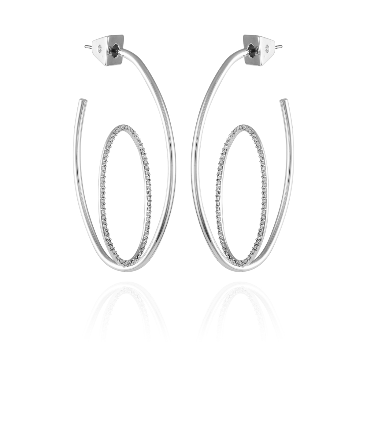 Vince Camuto Orbital Double Hoop Earrings In Silver